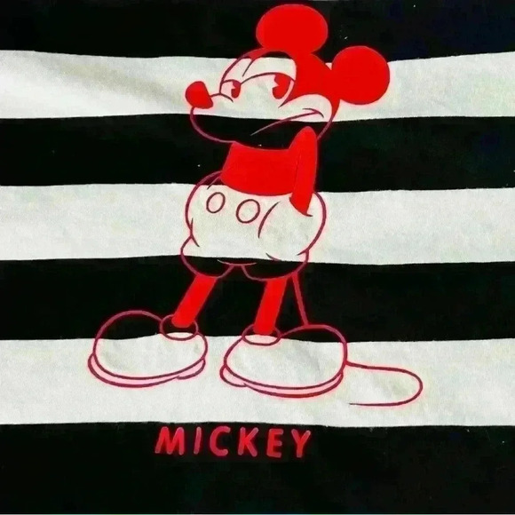 Cool Mickey - Mickey Mouse & Friends Women's Striped Crew Neck Medium T-Shirt - Picture 2 of 5